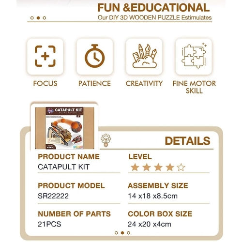 3D Wooden Catapult Kit STEM Toy for Kids