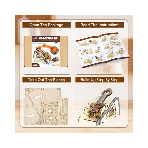 3D Wooden Catapult Kit STEM Toy for Kids